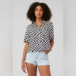 Checkered Black and White Women's Top